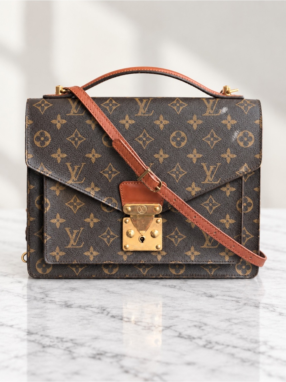 Authentic Louis Vuitton Vintage Monceau 28 Monogram 2-Way Handbag